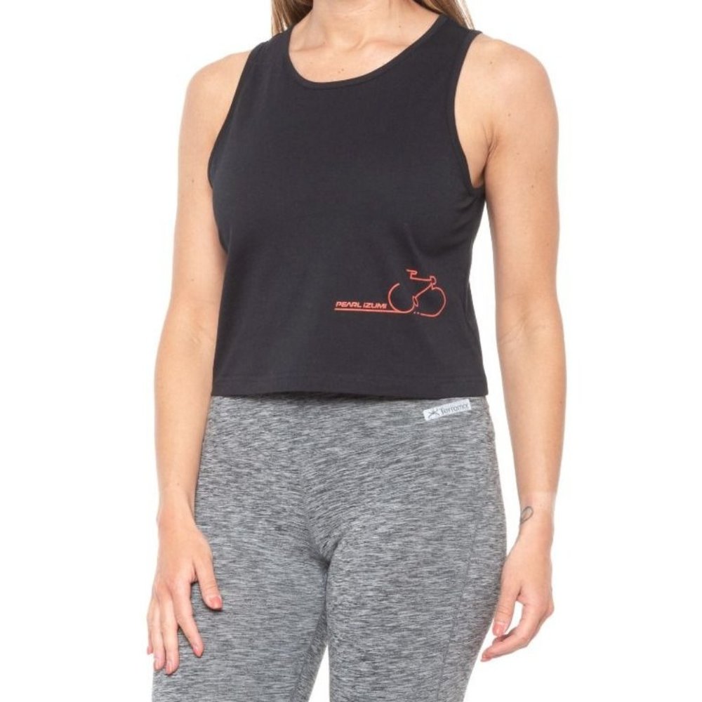 NWT Pearl Izumi Women's Graphic Black Crop Tank Top Organic Cotton Sz XL